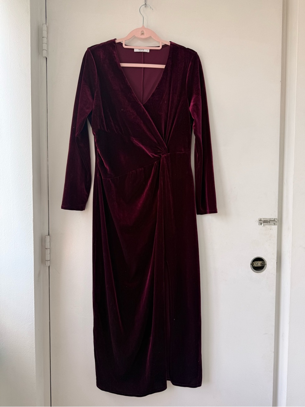 Ricki's Burgundy Velvet Wrap-Style Long Sleeve Midi Dress